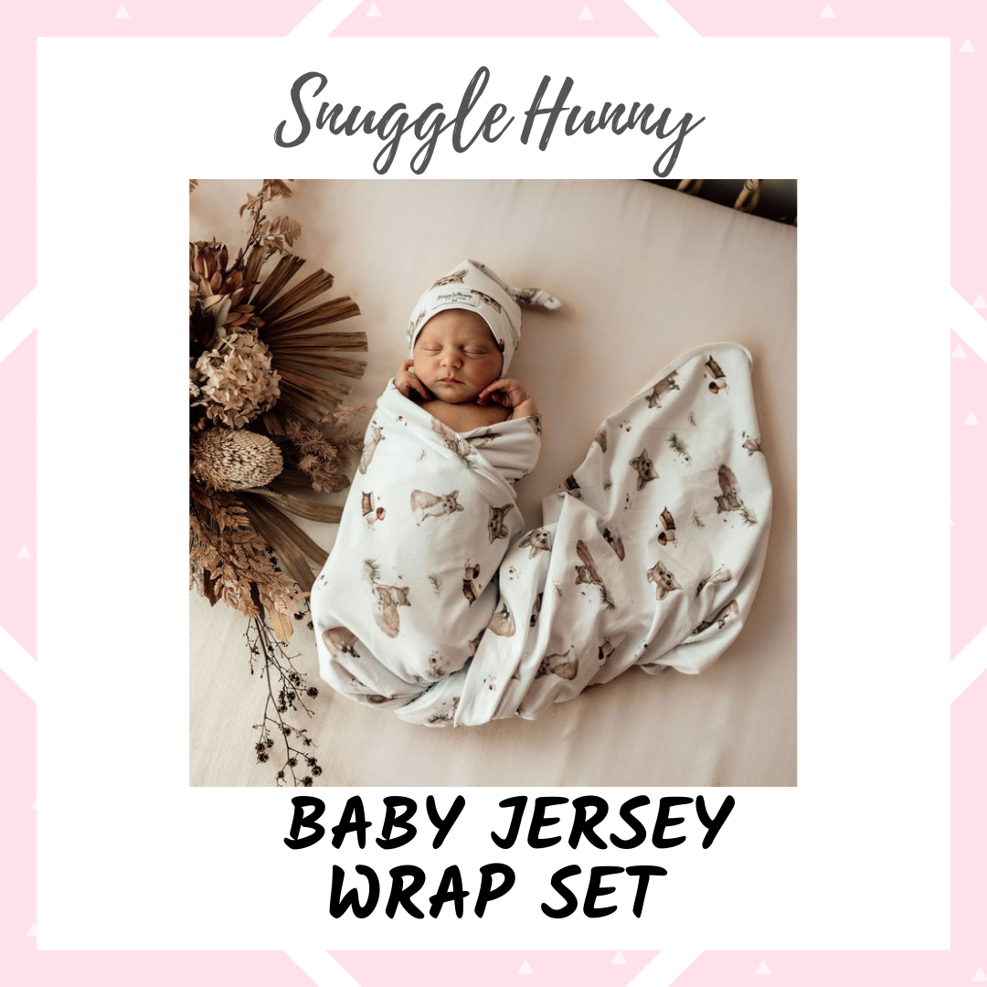 Snuggle Hunny - Baby Jersey Wrap & Topknot / Beanie Set