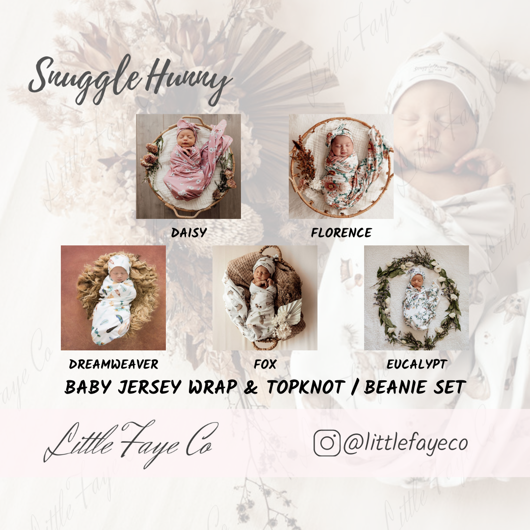 Snuggle Hunny - Baby Jersey Wrap & Topknot / Beanie Set